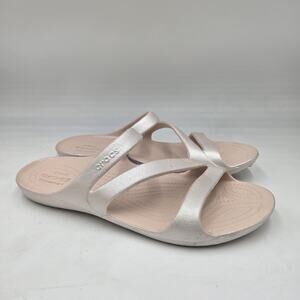 Crocs Sandals Women's Kadee II Strappy Slip On Shimmer Pink Size 10 Comfort Shoe